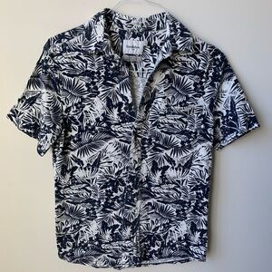 Navy Floral Button-down Shirt